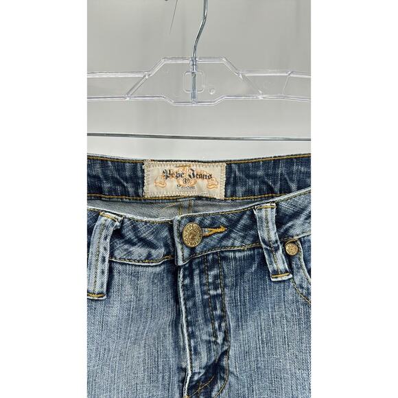 Vintage Pepe London patchwork distressed mid rise flare deans 90s size 30 - Picture 5 of 11